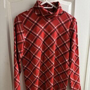 Karen Scott:  Turtleneck Shirt Red & White